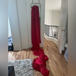 Red flying dress used for photo shoot